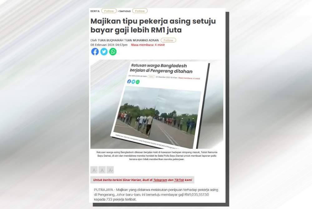 Laporan Sinar Harian sebelum ini.