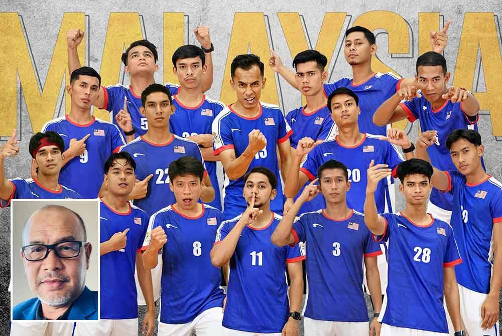 Pemain-pemain takraw negara yang mengalas cabaran negara di Piala Dunia Sepak Takraw Kuala Lumpur 2024 di Stadium Titiwangsa, Kuala Lumpur. (Gambar kecil: Abu Jimi)