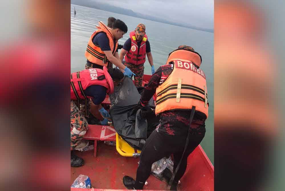 Mayat pemancing yang dipercayai lemas di Empangan Tasik Pedu, dekat Kuala Nerang pada Khamis lepas ditemukan pada Ahad. Foto JBPM Kedah