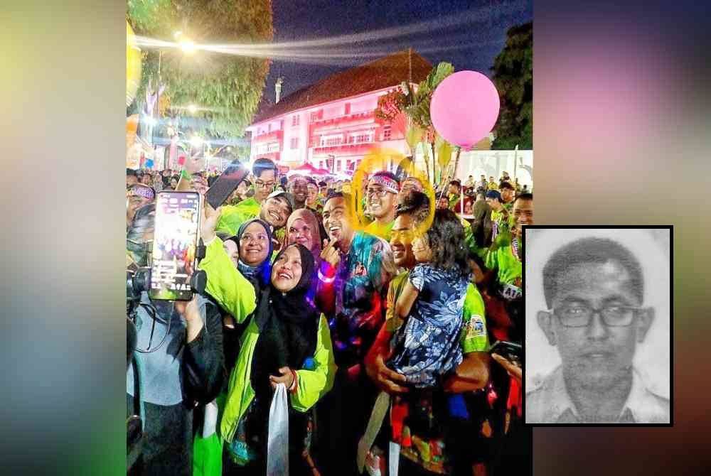 Allahyarham Mohd Irfan Faizal (gambar kecil) sempat bergambar kenangan bersama Mohd Noor Helmy sebelum acara larian bermula.