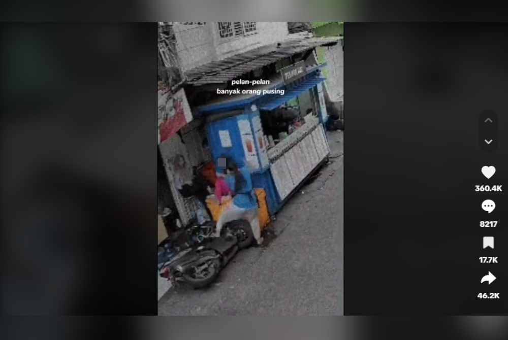 Klip video memaparkan penunggang wanita berkenaan yang melanggar sebuah kotak ikan.