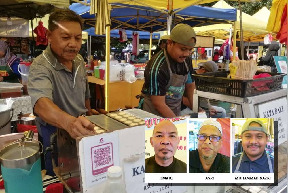 Muhammad Nazri (kanan) membantu bapanya berniaga kuih bebola kaya di pasar malam di Bandar Baru Sentul.