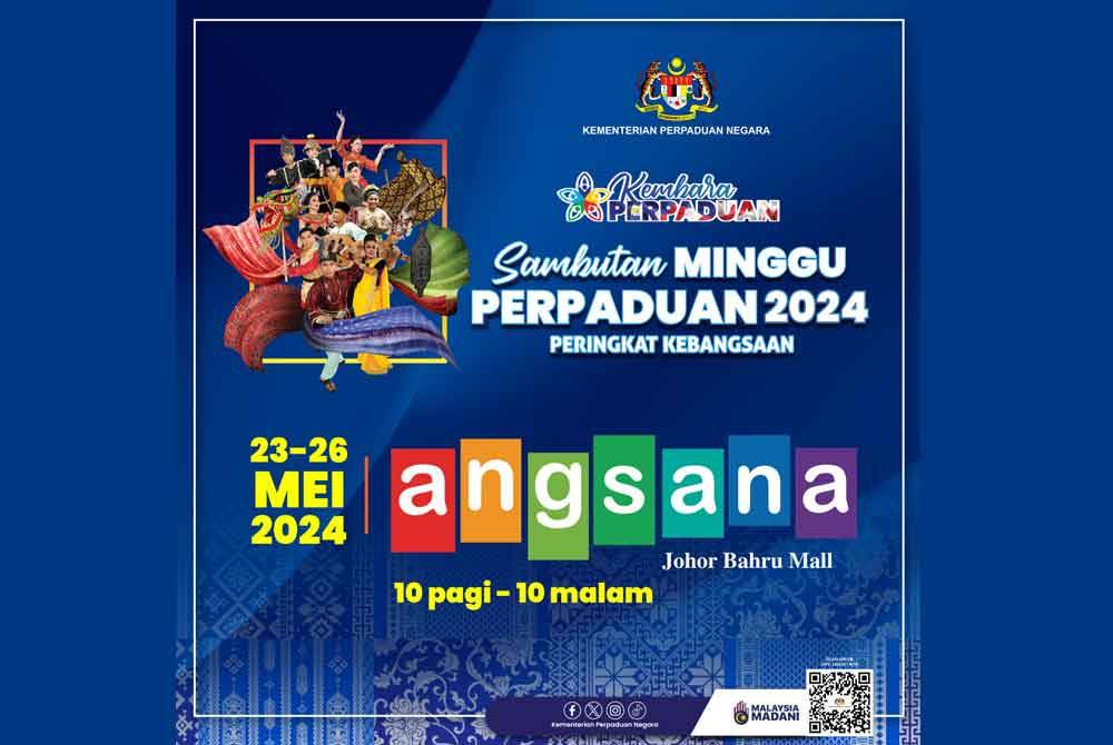 Sambutan Minggu Perpaduan Peringkat Kebangsaan 2024 akan berlangsung selama empat hari bermula esok di Angsana Mall, Johor Bahru.