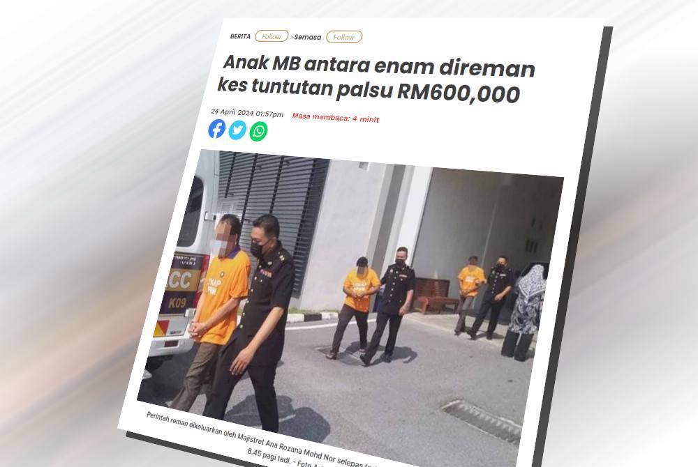 Laporan Sinar Harian pada 24 April lalu.