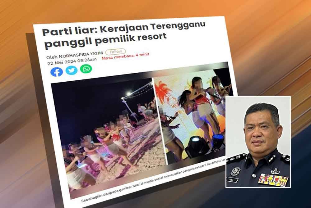 Sebelum ini Sinar Harian melaporkan pemilik sebuah resort persendirian di Pulau Lang Tengah akan dipanggil pada Khamis berhubung penularan beberapa keping gambar dan poster memaparkan penganjuran sebuah parti liar di kawasan peranginan itu. Gambar kecil: Azli