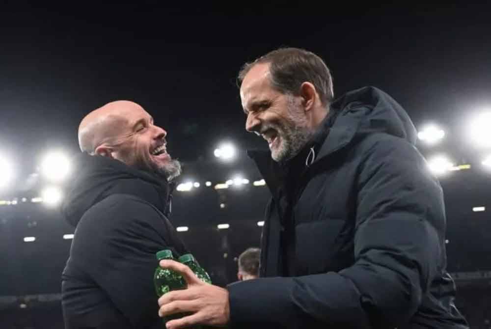 Tuchel (kanan) dan ten Hag berdepan musim suram bersama kelab masing-masing musim ini. Foto: Agensi