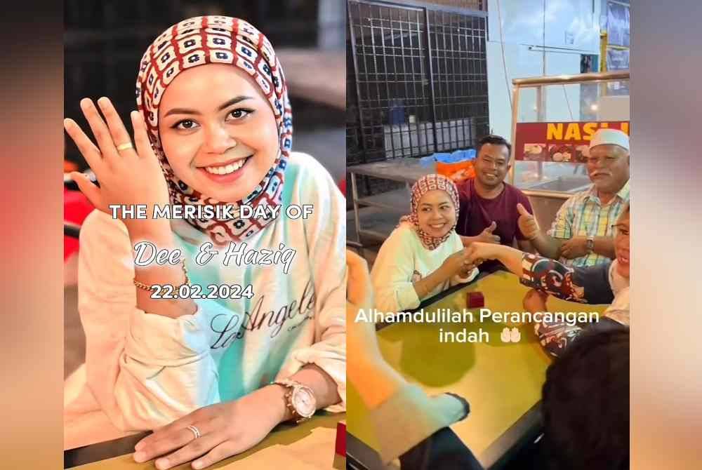 Tangkap layar hantaran dimuatnaik Nur Diana Atikah di Tiktok pada Rabu memaparkan dirinya dirisik keluarga bakal tunang sambil disaksikan bapanya.