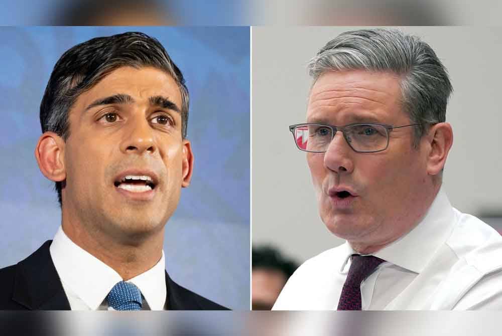 Keir Starmer (kanan) dan Rishi Sunak. Foto Agensi