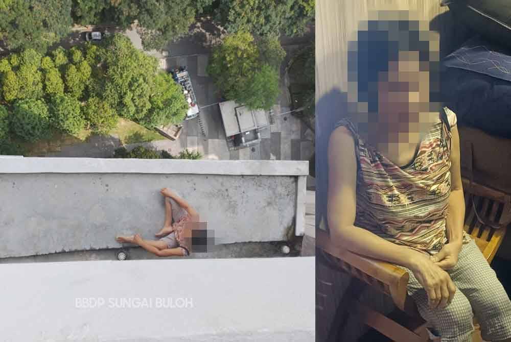 Seorang warga emas ditemukan selamat apabila dia hanya terjatuh satu tingkat dari tingkat 16 balkoni kediamannya di Azelia Residence PJU 9, Damansara Damai, Selangor pada Isnin. - Foto: JBPM.