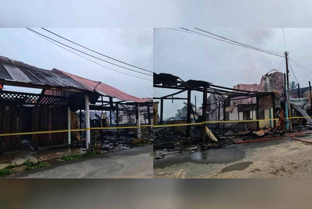 Tujuh rumah kedai 100 peratus musnah dan dua lagi musnah 40 peratus dalam kejadian tersebut.