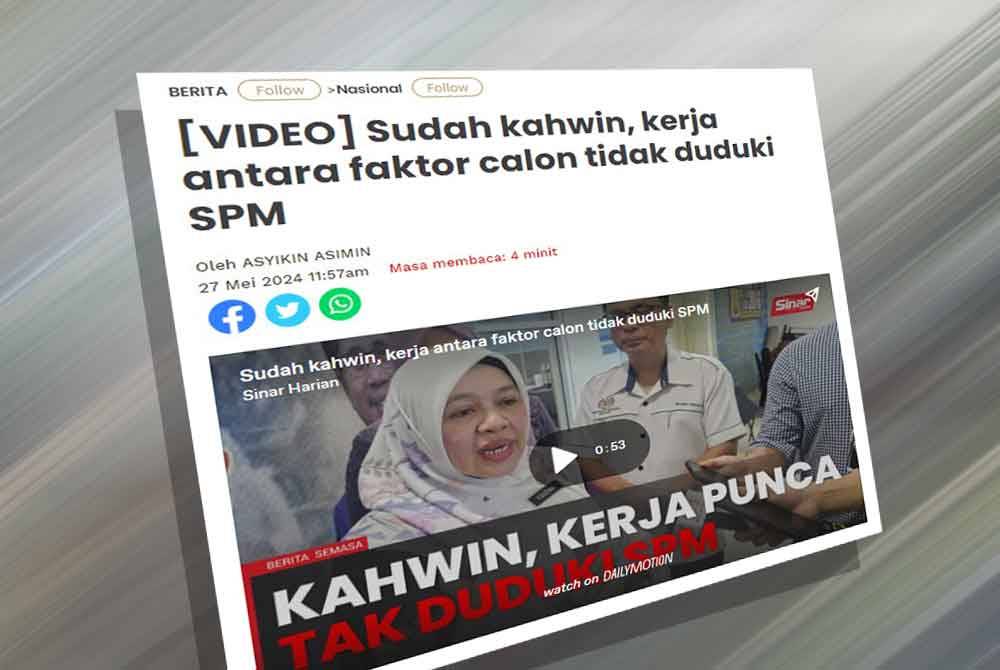 Laporan Sinar Harian pada Isnin.