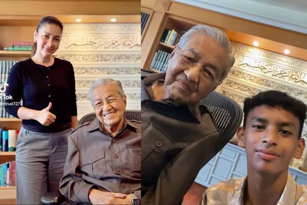 Rita Rudaini meluahkan rasa teruja dan bangga apabila diberi peluang untuk bertemu dengan Negawaran Terulung yang juga mantan Perdana Menteri, Tun Dr Mahathir Mohamad baru-baru ini. Tun turut menitipkan nasihat buat anak sulung Rita, Airit Rayyan Rizqin (kanan).