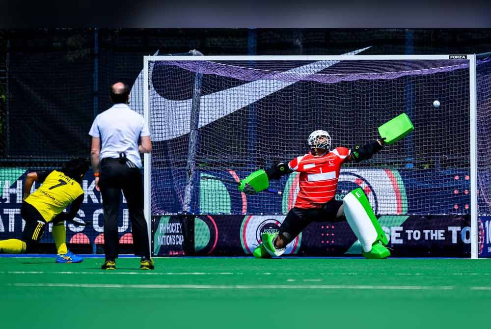 Fitri Saari antara penyumbang gol Speedy Tigers ketika berdepan Pakistan dalam aksi Kumpulan B Kejuaraan Piala Negara-Negara 2024. Foto: FIH