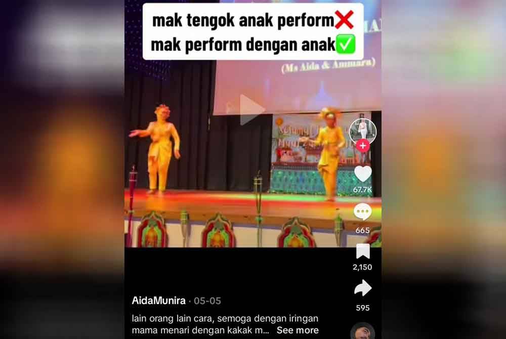 Video Aida Munira menari bersama anaknya di pentas itu mendapat lebih 60,000 tanda suka TikTok.