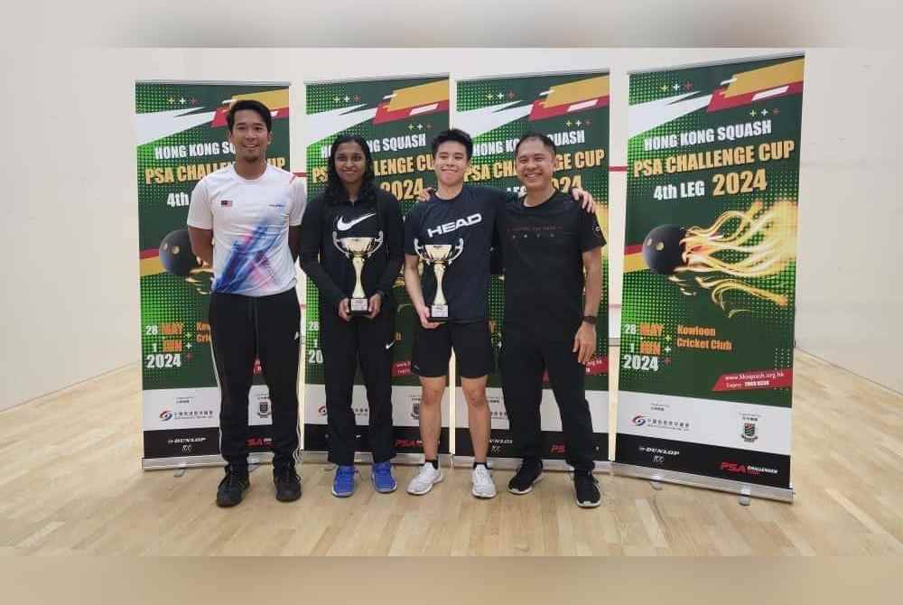 Joachim dan Sehveetrraa masing-masing muncul juara dalam kategori lelaki dan wanita pada siri keempat Piala Cabaran PSA Hong Kong 2024 pada Sabtu. Foto Facebook Kenny Foo