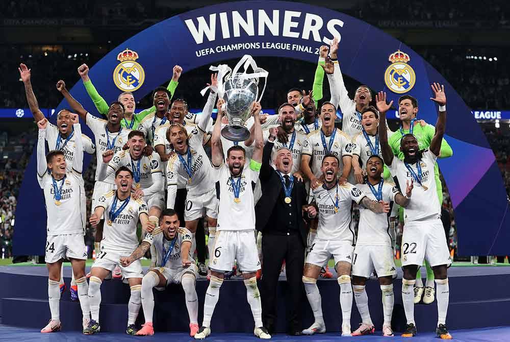 Real Madrid juara Liga Juara-Juara selepas menewaskan Borussia Dortmund, 2-0 di Stadium Wembley pada Ahad