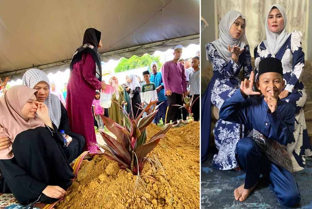 Bagaimanapun, Qaisara Damia berjaya ditenangkan oleh ahli keluarga selepas berulang kali memanggil kedua-dua orang tuanya itu. Gambar kanan: Suhana bersama dua anaknya, Qaisara Damia dan Aqid Darwisi.