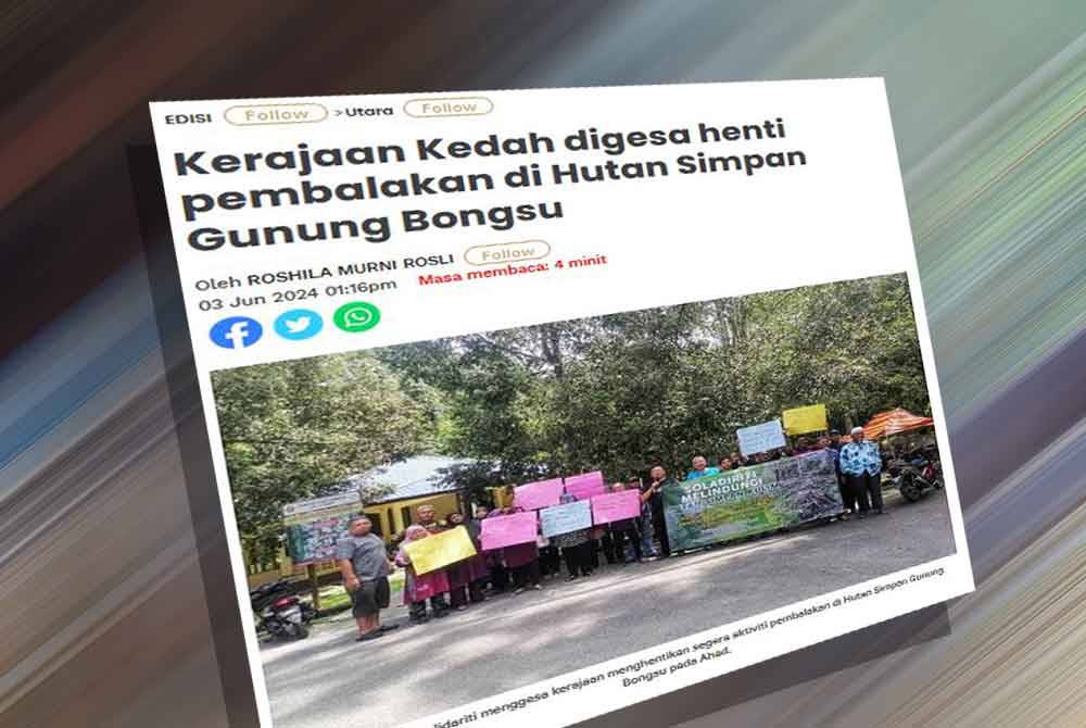 Sekumpulan penduduk dan aktivis alam sekitar pada Ahad menggesa kerajaan menghentikan segera aktiviti pembalakan di Hutan Simpan Gunung Bongsu khususnya di kompartmen 15, 42, dan 43.