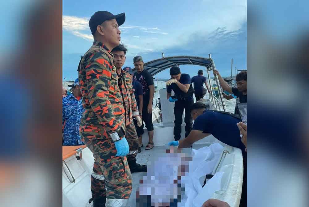 Lelaki yang keluar mencari kerang di Pantai Tenglu ditemukan lemas pada petang Selasa. - Foto JBPM