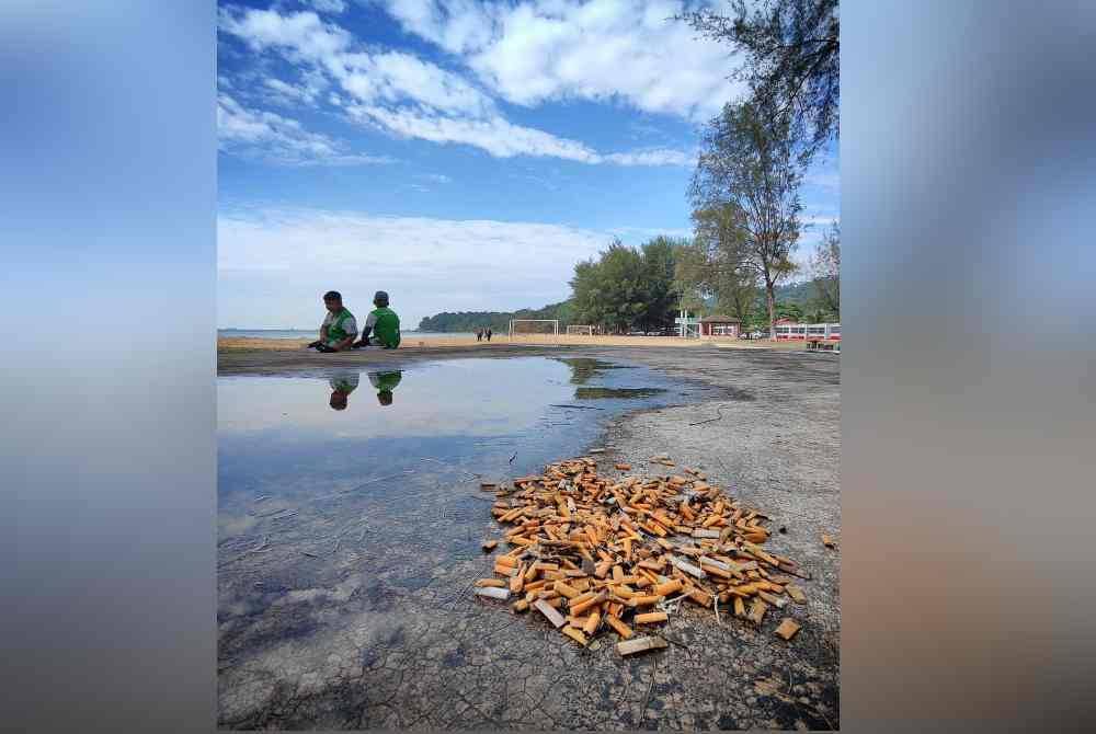 Sebanyak 1,000 puntung rokok berjaya dikutip di sekitar kawasan Pantai Teluk Kalong, Kija