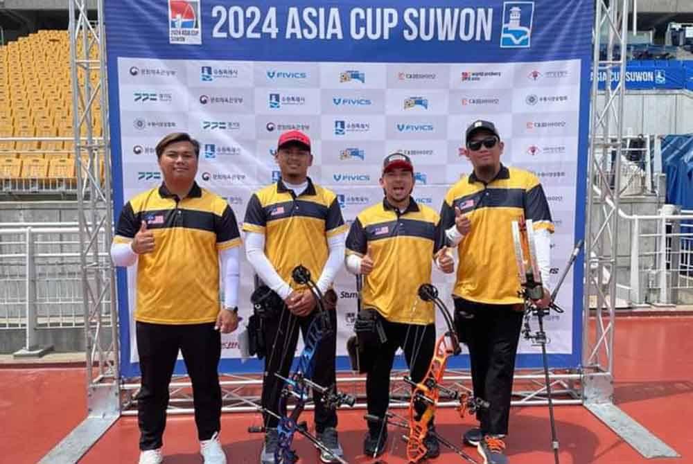 Skuad memanah negara meraih emas dalam aksi final compound berpasukan lelaki Piala Asia 2024 - Kejohanan Ranking Dunia di Korea Selatan pada Jumaat. Foto FB MSN