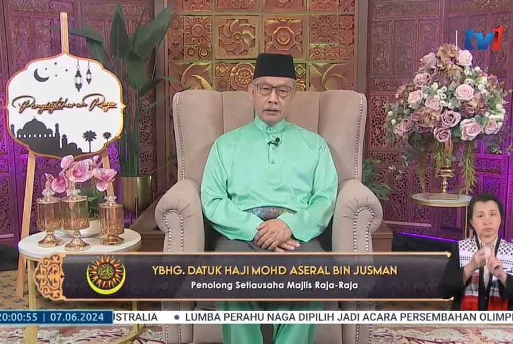 Mohd Aseral ketika mengumumkan sambutan Hari Raya Aidiladha yang jatuh pada 17 Jun ini melalui saluran televisyen tempatan pada Jumaat. 