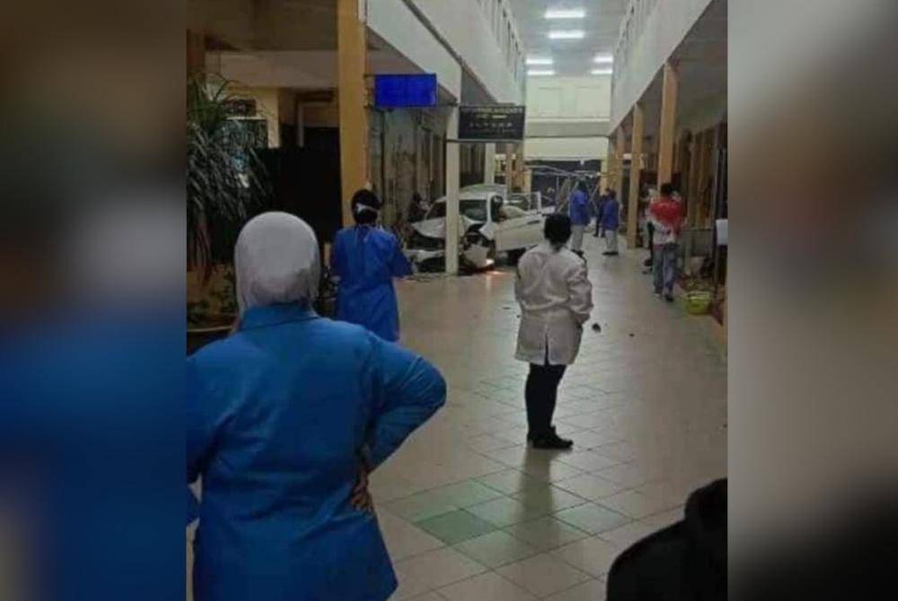 Tangkap layar lokasi kemalangan di Hospital berkenaan. Foto Facebook Anak-Anak Muar Official