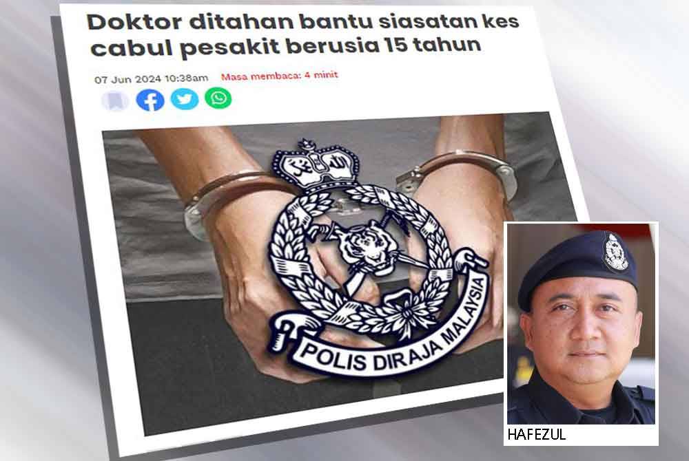 Sinar Harian sebelum ini melaporkan polis menahan seorang doktor pada Rabu susulan menerima laporan yang dibuat remaja itu pada jam 9.14 malam.