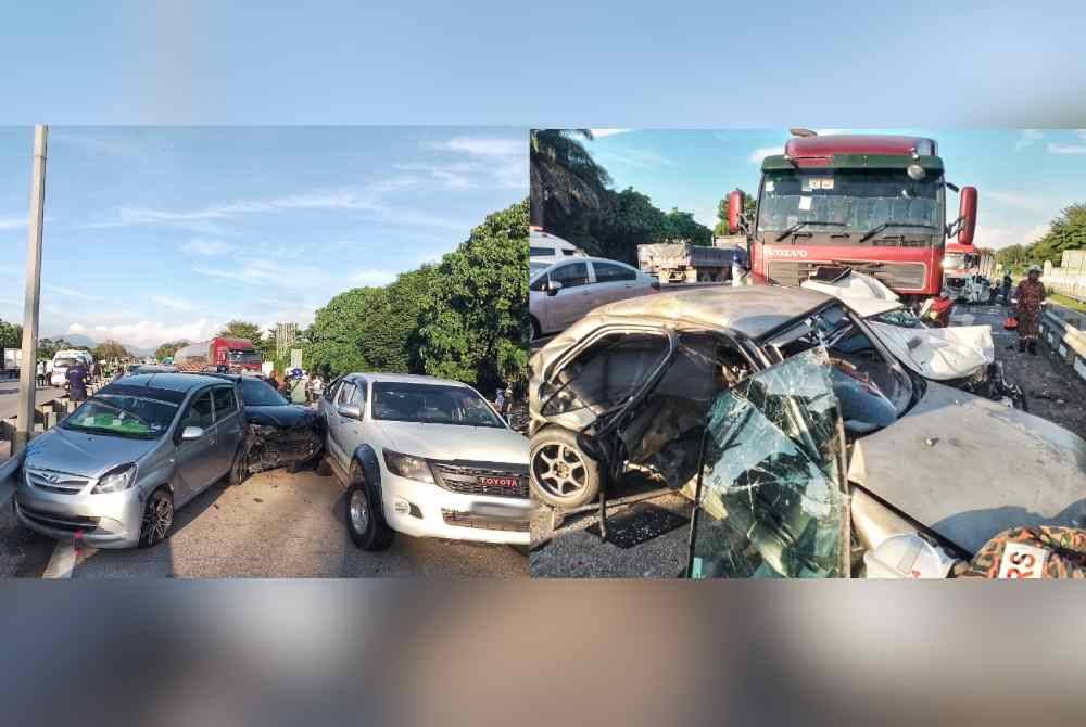 Kemalangan membabitkan 13 kenderaan termasuk sebuah treler di Kilometer 21 Lebuhraya BKE menghala ke Baling pada Selasa.