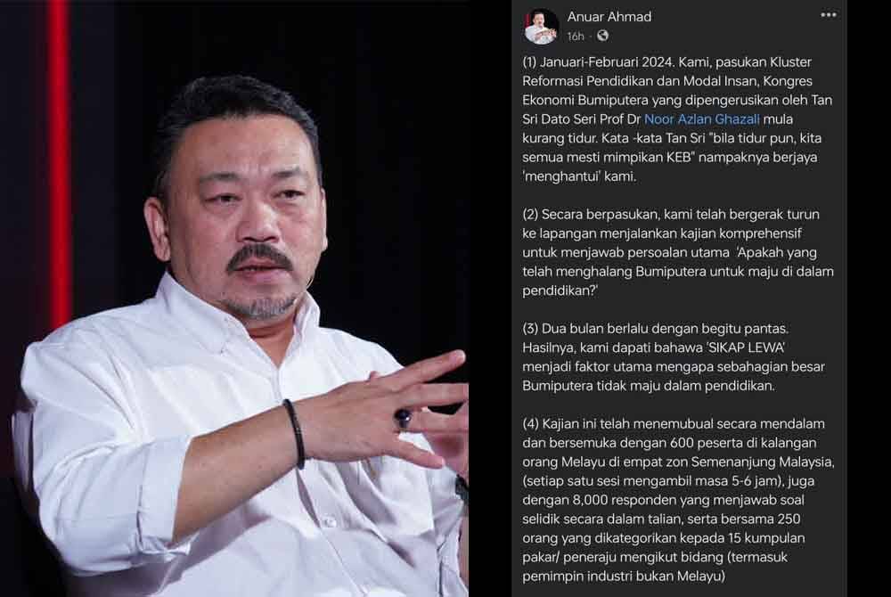 Tangkap layar kenyataan Anuar Ahmad menerusi Faceook pada Jumaat. Anuar Ahmad (kiri).