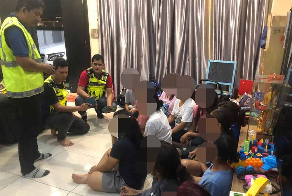 Antara pembantu rumah warga Indonesia yang diselamatkan dalam serbuan di sebuah asrama pekerja dekat Shah Alam pada Jumaat.