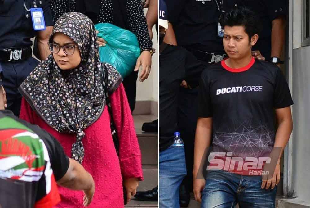 Ibu bapa Zayn Rayyan, Ismanira (kiri) dan Zaim Ikhwan dibebaskan setelah membayar jamin dilihat keluar dari mahkamah di Kompleks Mahkamah Petaling Jaya pada Khamis. Foto Sinar Harian-ASRIL ASWANDI SHUKOR