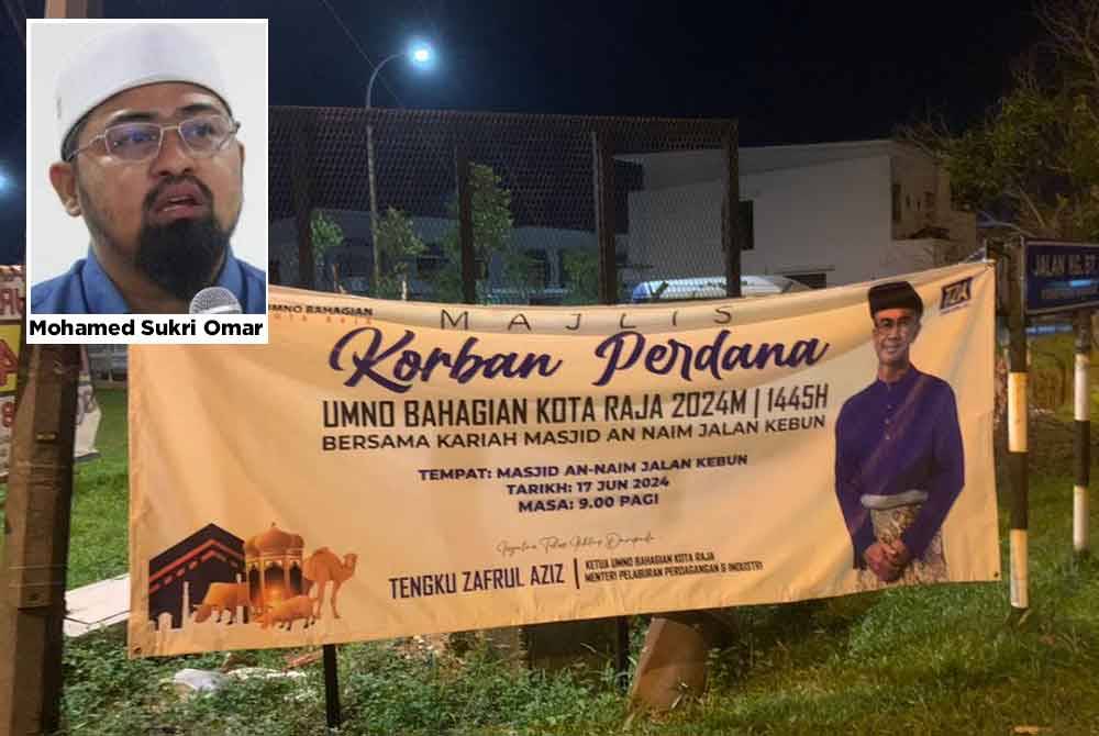 Mohamed Sukri turut berkongsi kain rentang yang didakwanya dipasang di Masjid An Naim, Jalan Kebun di Klang