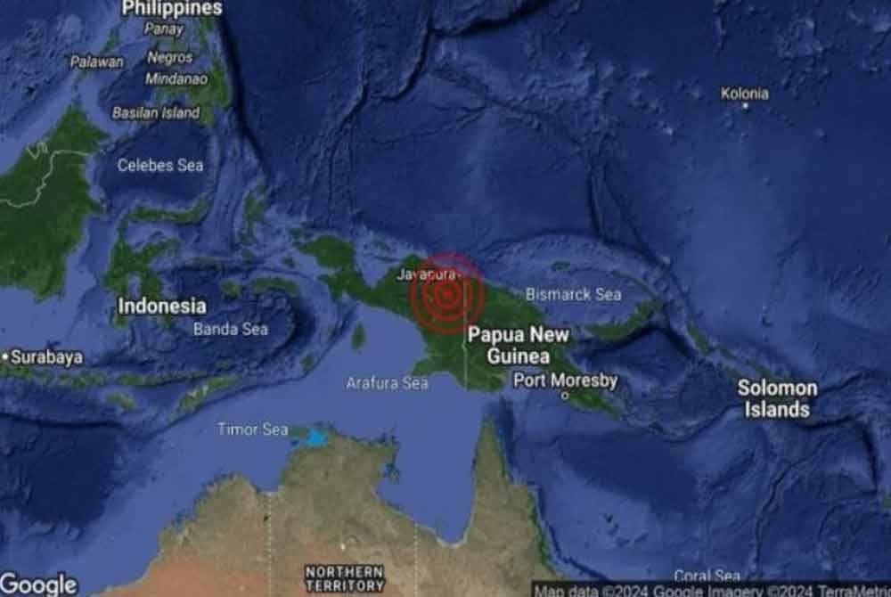 Kejadian gempa bumi sederhana dilapor berlaku di Barat Papua, Indonesia pada jam 8.11 pagi Jumaat. Foto Jabatan Meteorologi Malaysia