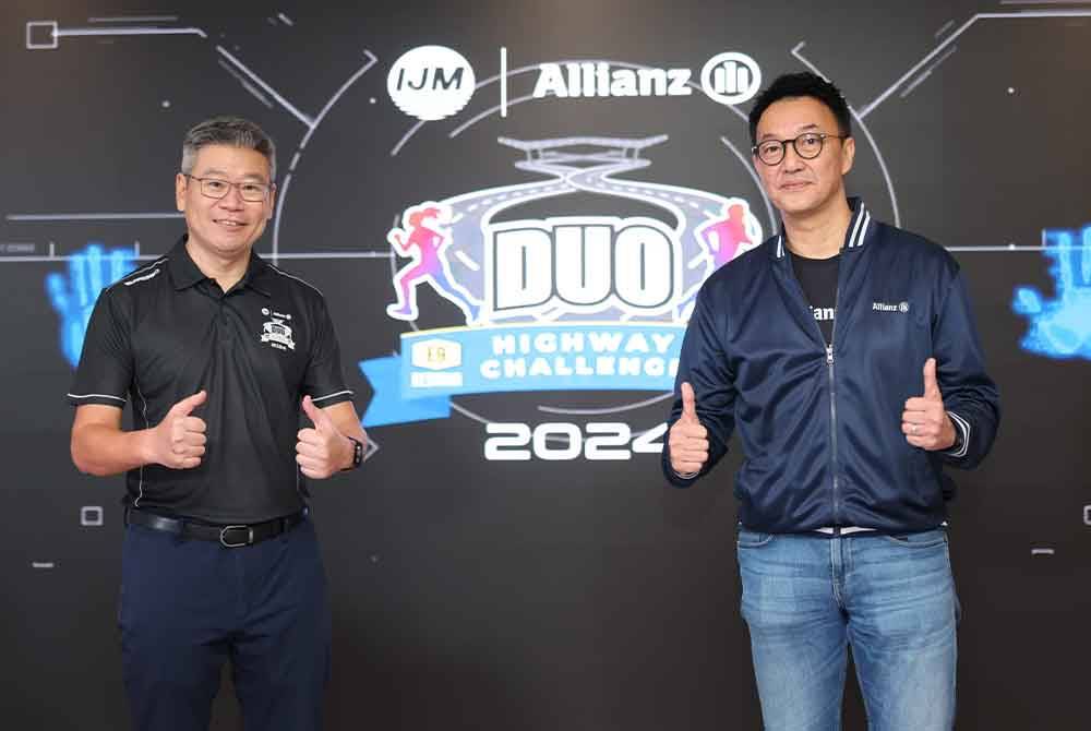 Chun Fai (kiri) bersama Sean Wang ketika merasmikan IJM Allianz Duo Highway Challange 2024.