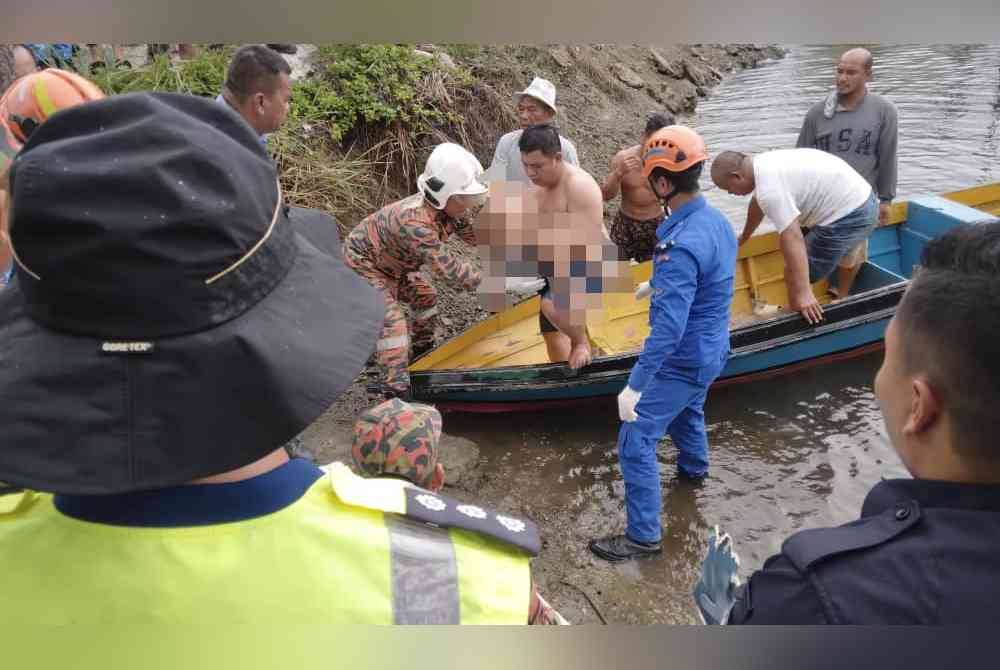 Mangsa ditemui meninggal dunia oleh penduduk kampung sebelum dibawa naik ke darat.