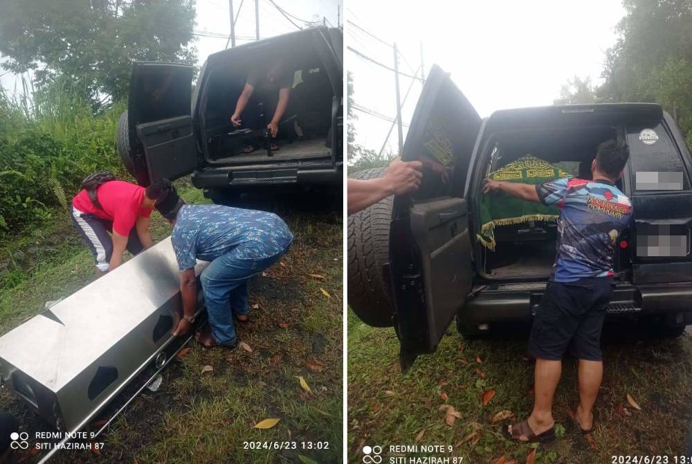 Kenderaan jenazah membawa bapa mentua yang telah meninggal dunia dalam perjalanan dari Sandakan ke Bongawan, Papar.