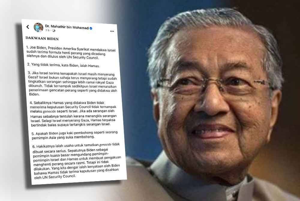 Hantaran Facebook Dr Mahathir pada Isnin.