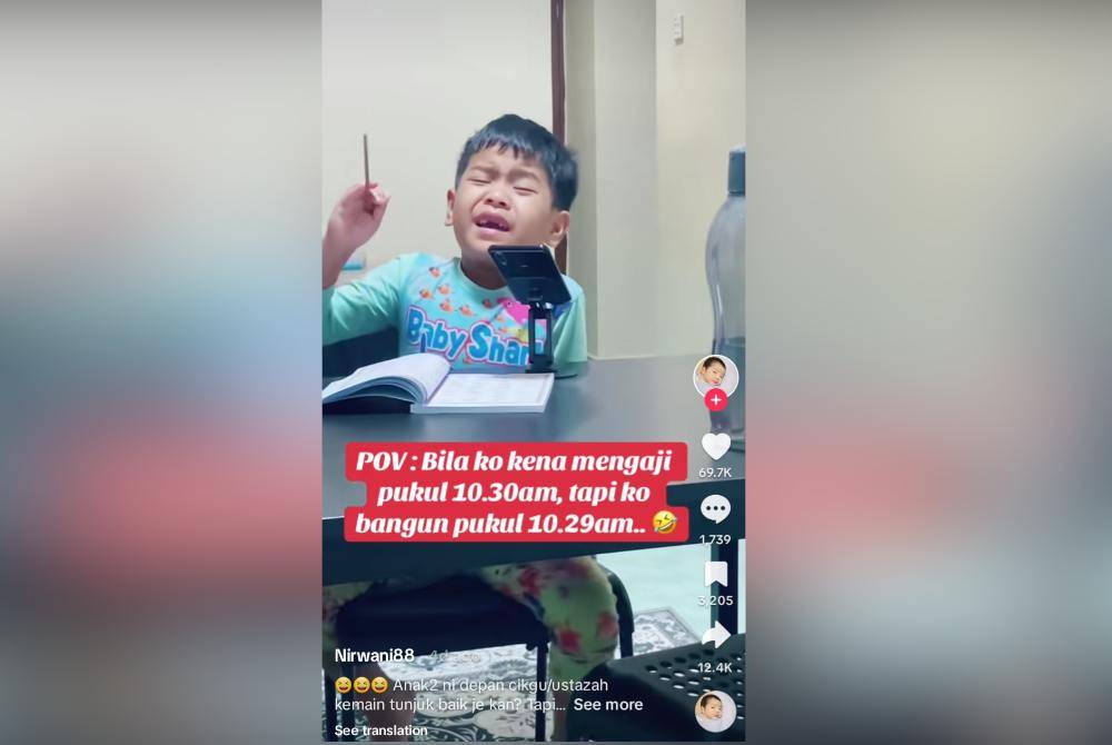 Tangkap layar video berdurasi 55 saat yang memaparkan anak kepada pemain gitar Caliph Buskers, Nirwan dilihat masih mamai namun tetap memberi respon yang baik kepada setiap pertanyaan ustazahnya.