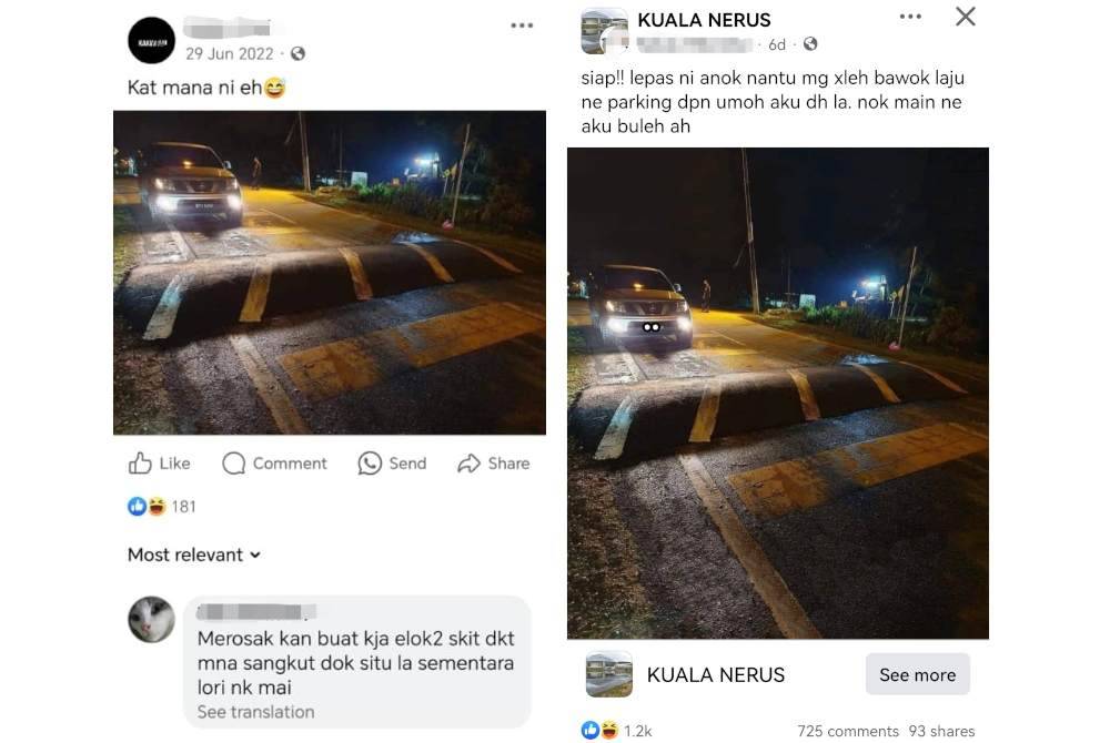 Hantaran di media sosial minggu lalu yang menggunakan gambar bonggol tinggi seperti tembok seolah-olah ia berlaku di Kuala Nerus, Terengganu.