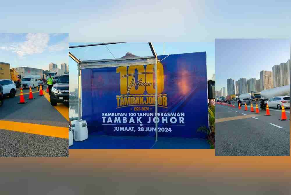 Situasi di Tambak Johor sebelum acara sambutan 100 tahun Tambak Johor bermula pada pagi Jumaat.