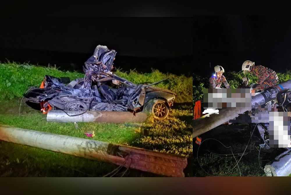 Angota bomba cuba mengeluarkan mangsa yang tersepit. Foto Bomba