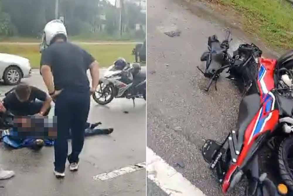 Video tular memaparkan insiden kemalangan membabitkan tiga kenderaan di Jalan Kuala Lumpur - Ipoh, di sini, pada Ahad.