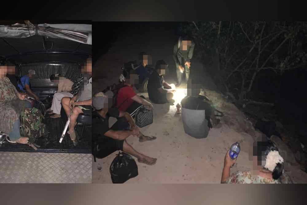 Enam PATI ditahan di kawasan bakau di Tanjung Rhu, Pulau Carey pada Isnin.