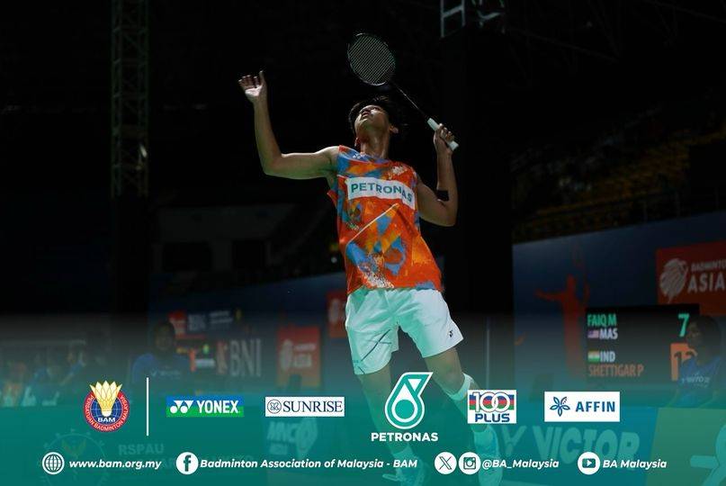 Muhammad Faiq Masawi mencetus kebangkitan cemerlang untuk pasukan negara apabila menang menentang Pranay Shettigar 15-21, 21-18, 21-19 - Foto: FB BAM