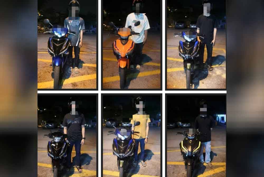 Enam penunggang motosikal yang ditahan selepas dikesan melakukan aksi berbahaya di Lebuhraya KESAS, Klang pada Khamis.