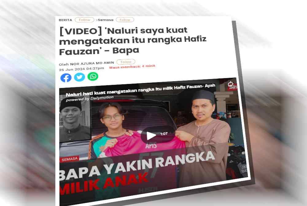 Laporan Sinar Harian pada 25 Jun lalu.