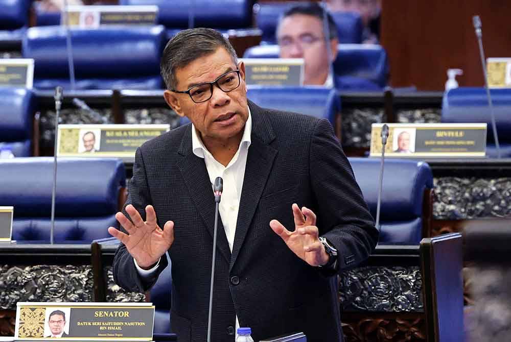 Saifuddin pada Persidangan Dewan Rakyat sempena Mesyuarat Kedua, Penggal Ketiga Parlimen Kelima Belas di Bangunan Parlimen pada Selasa. Foto Bernama