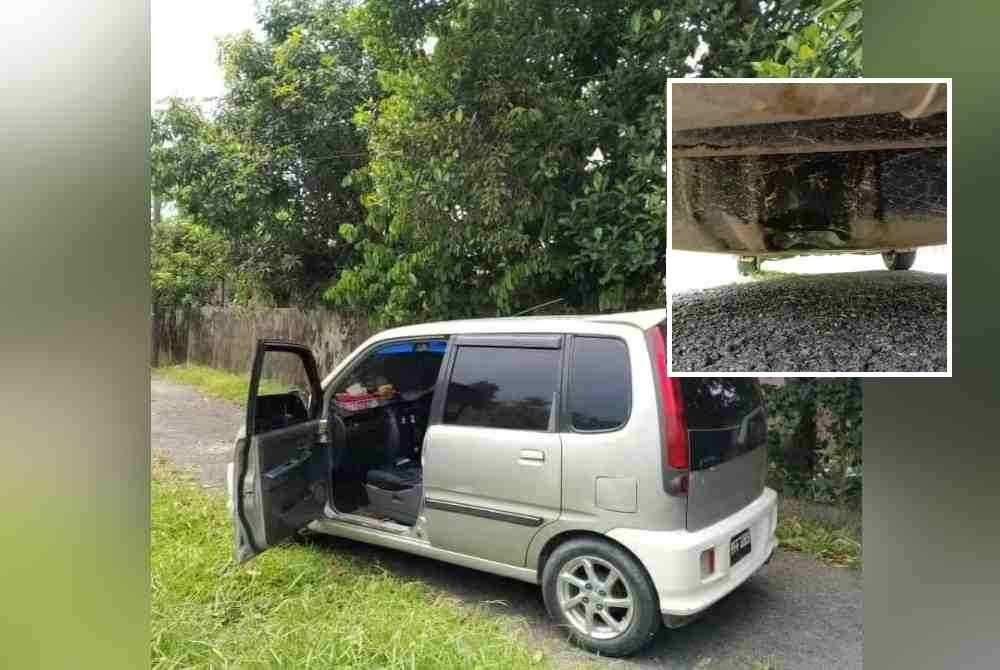 KPDN Kelantan mematahkan cubaan pasangan suami isteri menyeludup 75 liter petrol di Kampung Dusun Langgar, Wakaf Bharu di Tumpat pada Selasa. Gambar kecil: Penemuan tangki minyak yang telah diubahsuai.