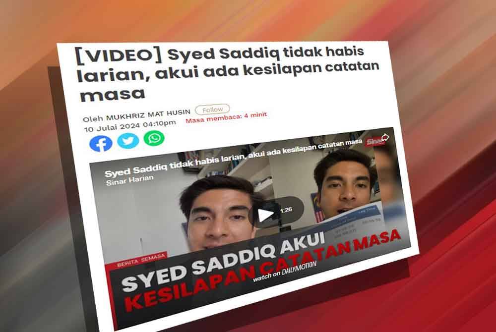 Syed Saddiq sebelum ini mengakui kesilapan sewaktu Kejohanan Triathlon lon Antarabangsa Desaru 113 di Desaru, Johor pada Ahad lalu menyebabkan beliau dianugerahkan tempat ketiga dalam pertandingan tersebut.